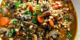 Vegan Roasted Garlic Mushroom and Barley Stew