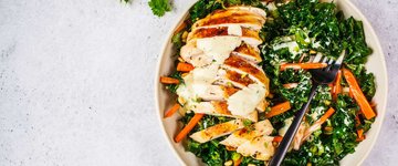 Chicken Kale Salad with Radish & Tomato