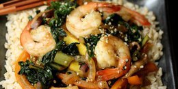 Sesame Shrimp Stir Fry  Vegetables and Hemp Seeds