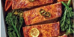 One Pan Roasted Salmon with Peppers & Broccolini