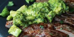 Grilled Flank Steak with Avocado Chimichurri