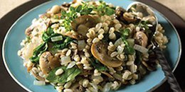 Spring Spinach and Mushroom Barley Pilaf 