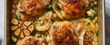 Lemon Roasted Chicken, White Beans and Garlic