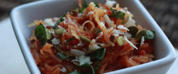Tomato Basil Spaghetti Squash with Pumpkin Seeds