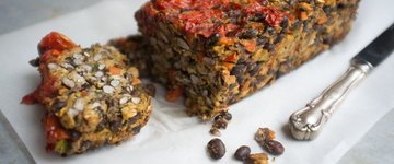 Black Bean Veggie Loaf with Cherry Tomato Topping