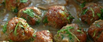 Kale and Herb Stuffed Meatballs in Red Wine Gravy