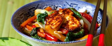 Bok Choy with Pan-Fried Tofu and Peanuts