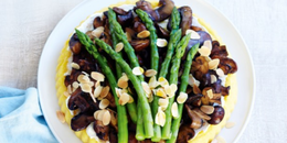 Polenta with Mushrooms & Roasted Asparagus