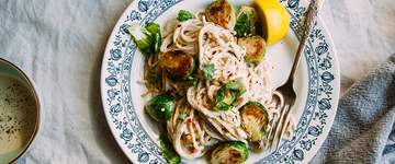 Creamy Miso Pasta with Brussels Sprouts