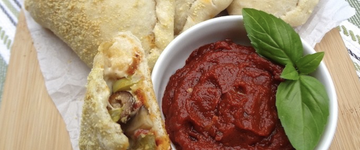 Vegan Pizza calzone with Marinara Sauce