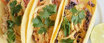 Pulled Chicken Tortillas with coleslaw