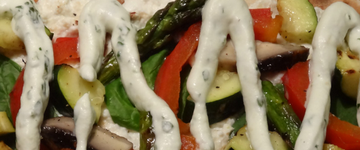 Grilled Veggie Flatbread with Pesto Whipped Cream
