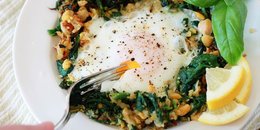 Lemony Egg in a Spinach-Chickpea Nest