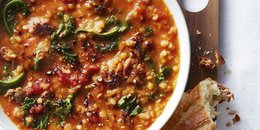 Pantry Lentil-Sausage-Kale Soup