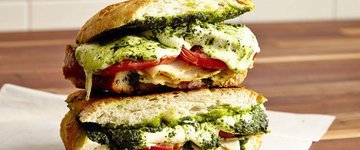 Mozzarella Pesto Panini with Basil