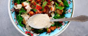 One Pan Veggie Shawarma with Lemon Tahini Dressing