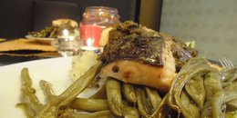 Easy Baked Salmon with Green Beans and Pesto