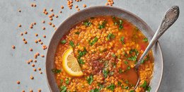 Pantry Lentil, Sweet Potato & Kale Soup