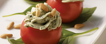 Cherry Tomatoes with Creamy Pesto Cheese