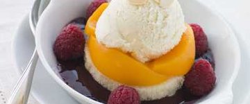 Peach Melba with Raspberry and Almonds