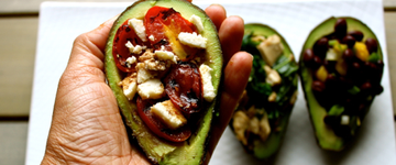 Grilled Tomatoes & Queso Fresco Stuffed Avocado