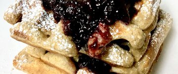 Oat-Chestnut Waffles with Cherry Compote