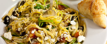 Zucchini Noodles with Feta, Artichokes & Tomatoes