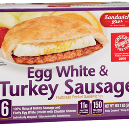 Sandwich Bros. Egg and Cheese Flatbread Pocket Breakfast Sandwiches Frozen Sandwiches
