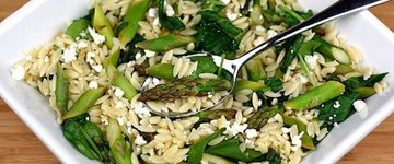 Lemon Orzo Salad with Asparagus, Spinach, and Feta