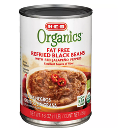 H‑E‑B Organics Fat Free Refried Black Beans with Jalapenos