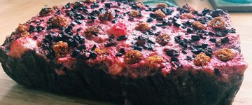 Chocolate Teff Cake with Strawberry Glaze