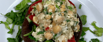 Chickpea & Hempseed Salad Sandwich on Portobello