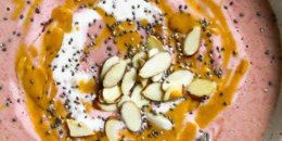 Strawberry Almond Butter Swirl Smoothie Bowl