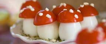 Mozzarella and Tomato Toadstools