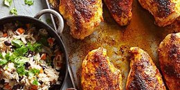 Baked Chicken Breasts with Black Bean Rice Pilaf