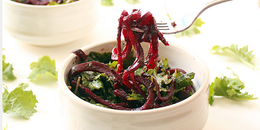 Roasted Beet Noodles with Pesto and Kale