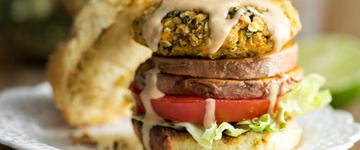Thai Sweet Potato Veggie Burgers & Peanut Sauce