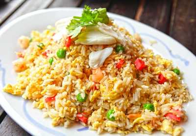 Fried Rice with Peas, Beans and Chinese Cabbage