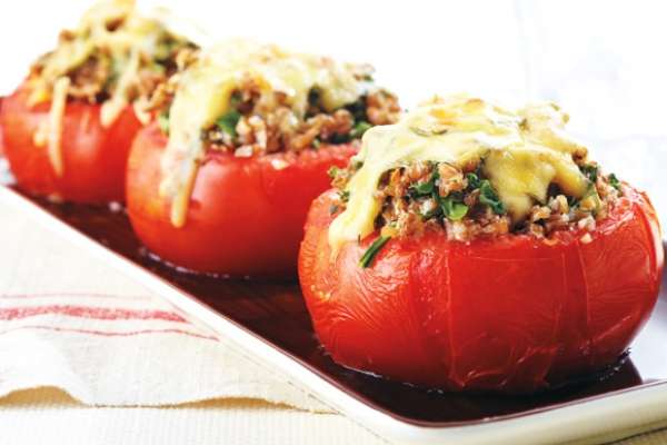 Arugula And Bulgur Stuffed Tomatoes