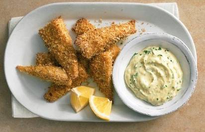 Easy Baked Fish Sticks with Herbed Sauce