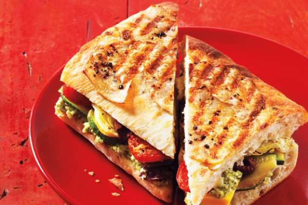 Mediterranean Vegetable Panini with Feta Pesto