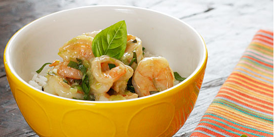 Thai Green Curry Coconut Shrimp with Basil