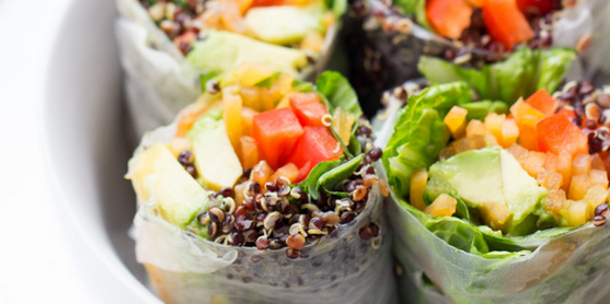 Quinoa Summer Rolls with Peanut Sauce