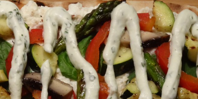 Grilled Veggie Flatbread with Pesto Whipped Cream