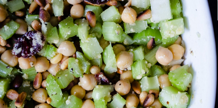 Parmesan Celery Salad with Almonds and Raisins