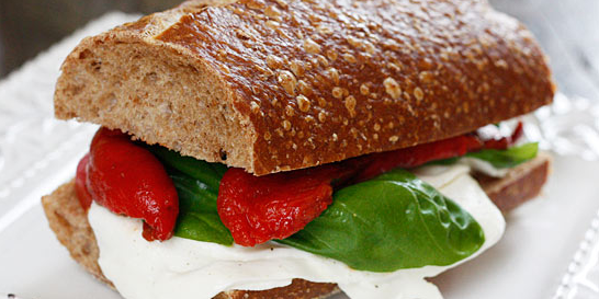 Tomato, Mozzarella, Roasted Pepper on Whole Wheat 