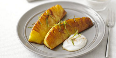 Spiced Glazed Pineapple with Cottage Cheese