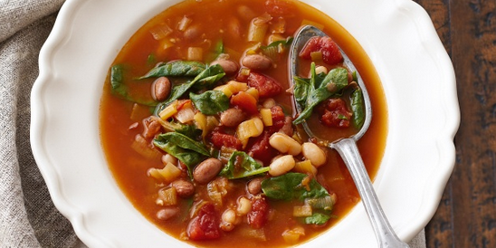 Tuscan Soup with Tomatoes, Spinach and Beans