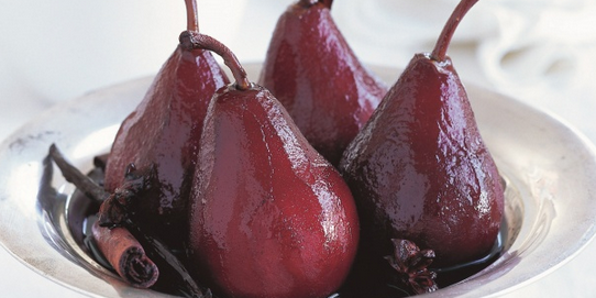 Poached Pears in Red Wine