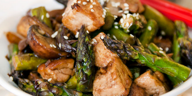 Tofu and Asparagus Stir-Fry with Rice Noodles